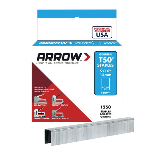 Arrow T50 Staples Stainless Steel 14mm (9/16in) Box Of 1250