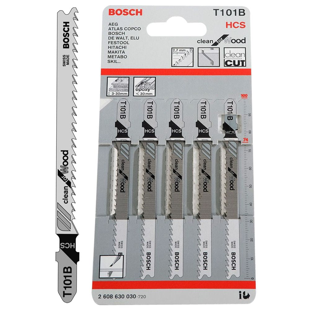 Bosch T101B Jigsaw Blade 100mm Pack of 5  - 2608630030