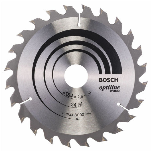 Bosch 184mm 184 x 30mm 24T Optiline Wood Circular Saw Blade 2608640610