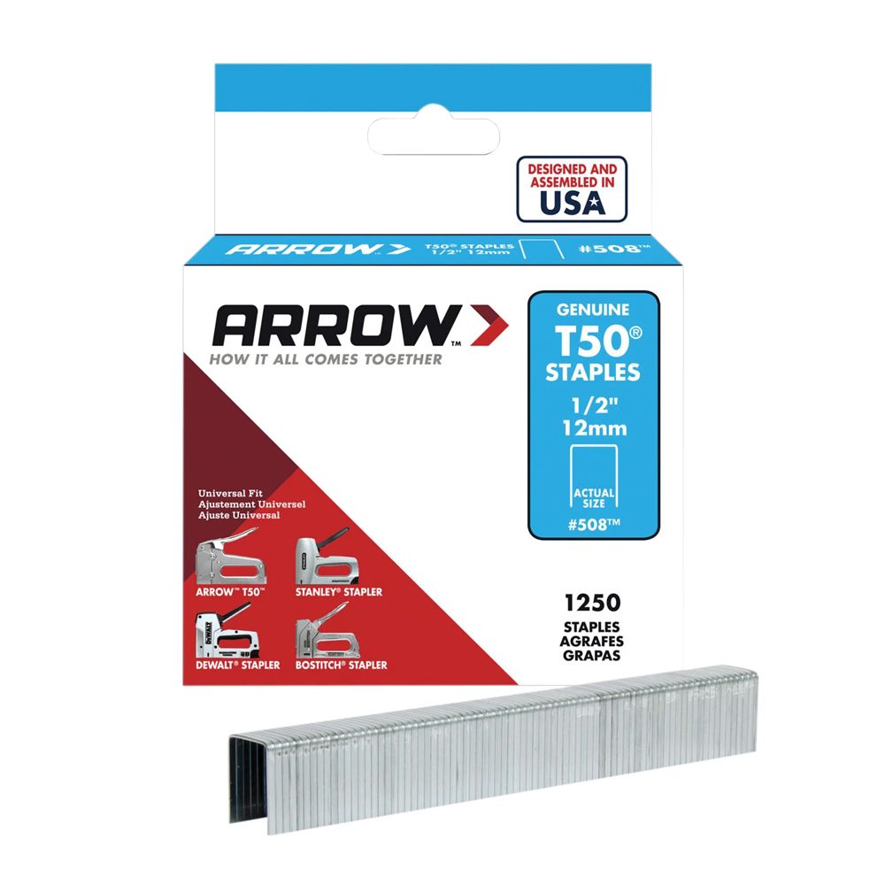 Arrow T50 Staples Stainless Steel (1/2in) Box Of 1250