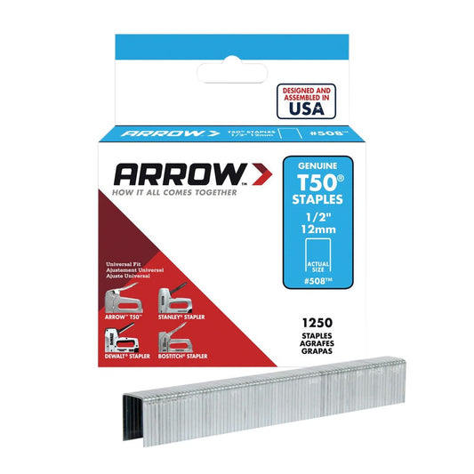 Arrow T50 Staples Stainless Steel (1/2in) Box Of 1250