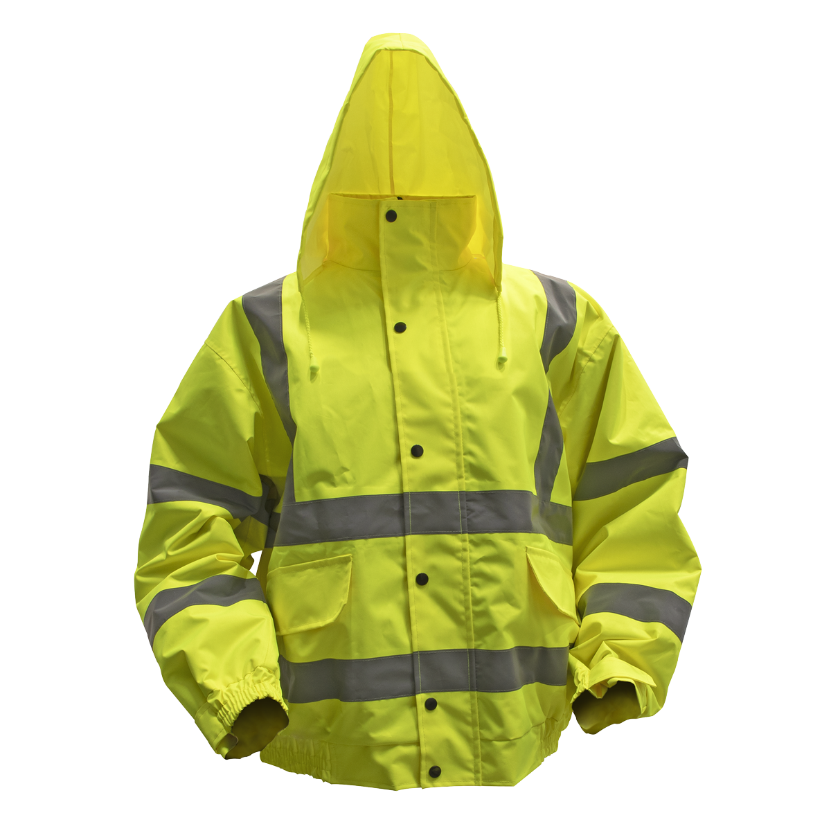 Sealey 802L Worksafe® Hi-Vis Yellow Jacket with Quilted Lining, Elasticated Waist & Cuffs Large