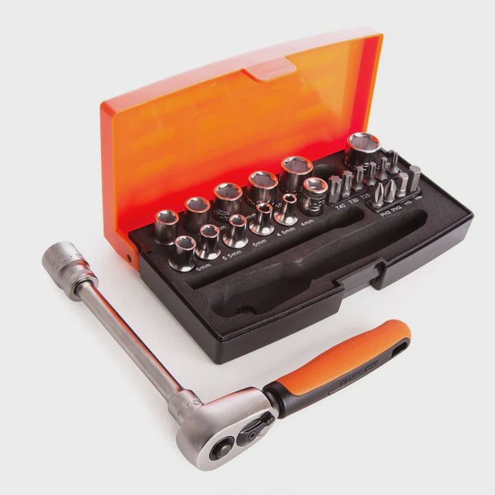 Bahco 25 Piece 1/4" Square Drive Socket Durable & Versatile Tool Set BAHSL25