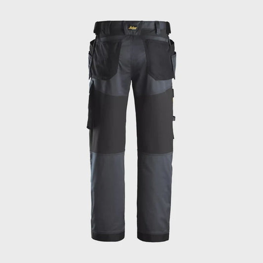 Snickers AllroundWork Stretch Loose Fit Trousers with Holster Pockets Steel Grey - 32" Leg 33" Waist