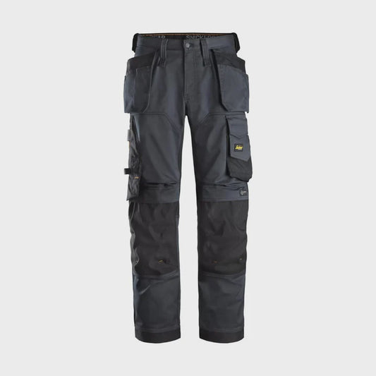 Snickers AllroundWork Stretch Loose Fit Trousers with Holster Pockets Steel Grey - 32" Leg 35" Waist