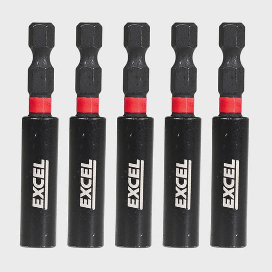 Excel 60mm Magnetic Impact Bit Holder with Blister Card Pack of 5