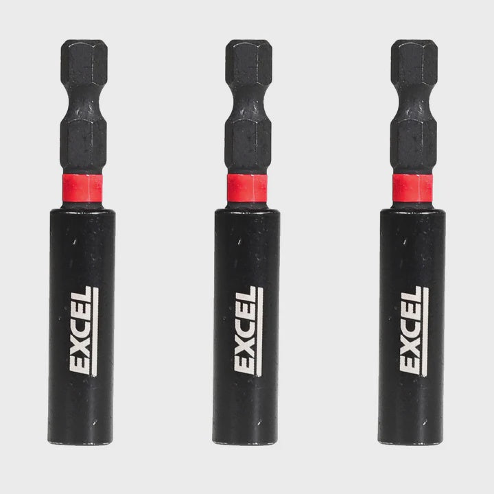 Excel 60mm Magnetic Impact Bit Holder Pack of 3