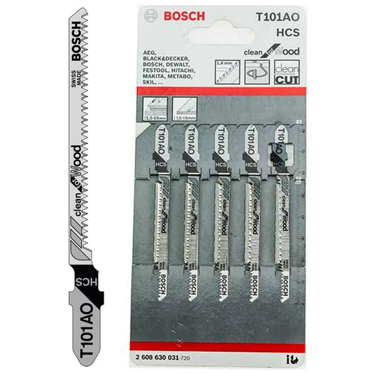 Bosch T101AO Wood Jigsaw Blade Pack of 5 - 2608630031