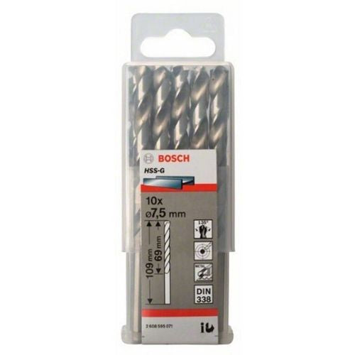 Bosch  7.5mm HSS-G Drill Bits Twist Drill Bit 109 mm Plain Shank 2608595071