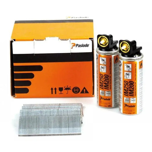 Paslode IM65 PAS921591 16G x 50mm ELGV Straight Electro Galvanised Brad Fuel Pack 2000/Box with 2 Fuel Cells