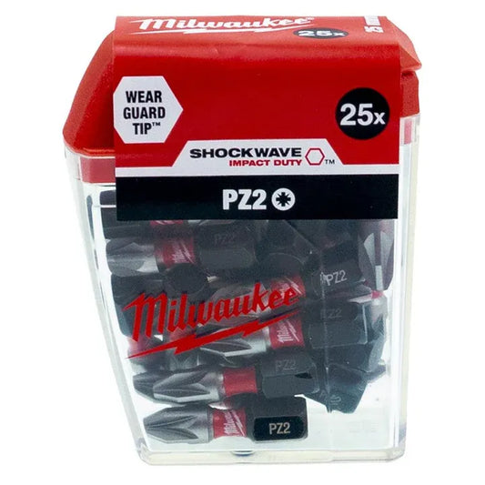 Milwaukee 25 Piece Shockwave Impact Duty PZ2 x 25mm Screwdriving Bit Set 4932430864