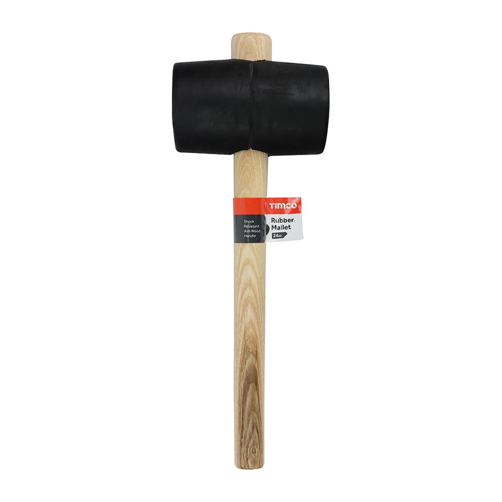 Timco 24oz Rubber Mallet Solid Black Rubber Head Ash Wood Handle 468268