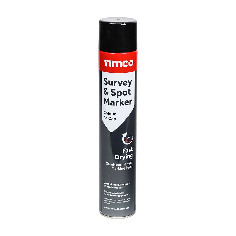 Timco 750ML Semi-Permanent Survey & Line Marker Spray - Black