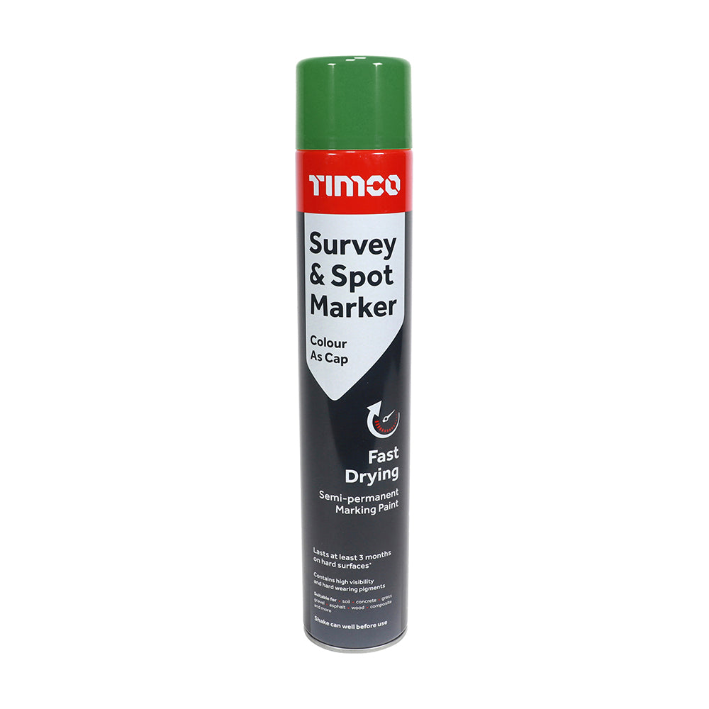 Timco 750ml Semi-Permanent Survey & Line Marker Spray - Green 237047