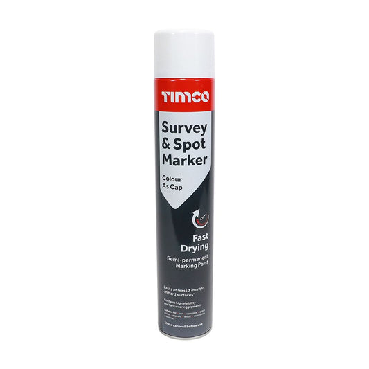 Timco 750ml Semi-Permanent Survey & Line Marker Spray - White 237369
