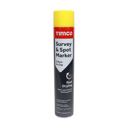 Timco 750ml Semi-Permanent Survey & Line Marker Spray - Yellow