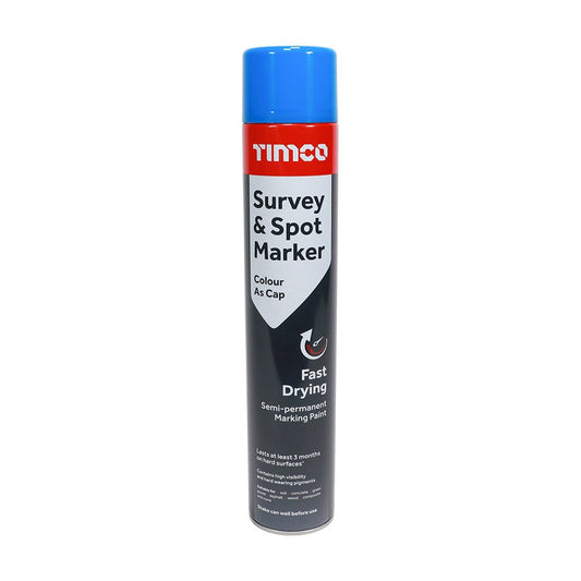 Timco 750ml Semi-Permanent Survey & Line Marker Spray - Blue 237798