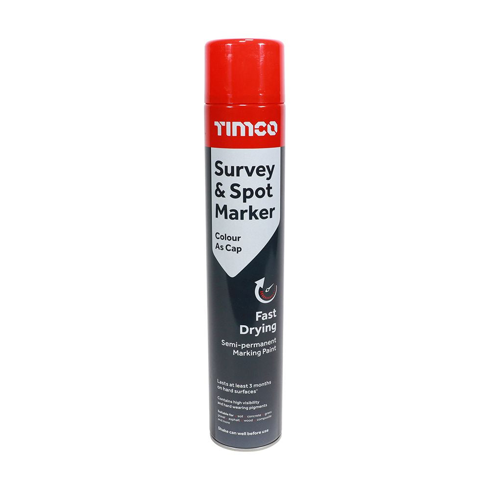 Timco 750ML Semi-Permanent Survey & Line Marker Spray - Red 237206