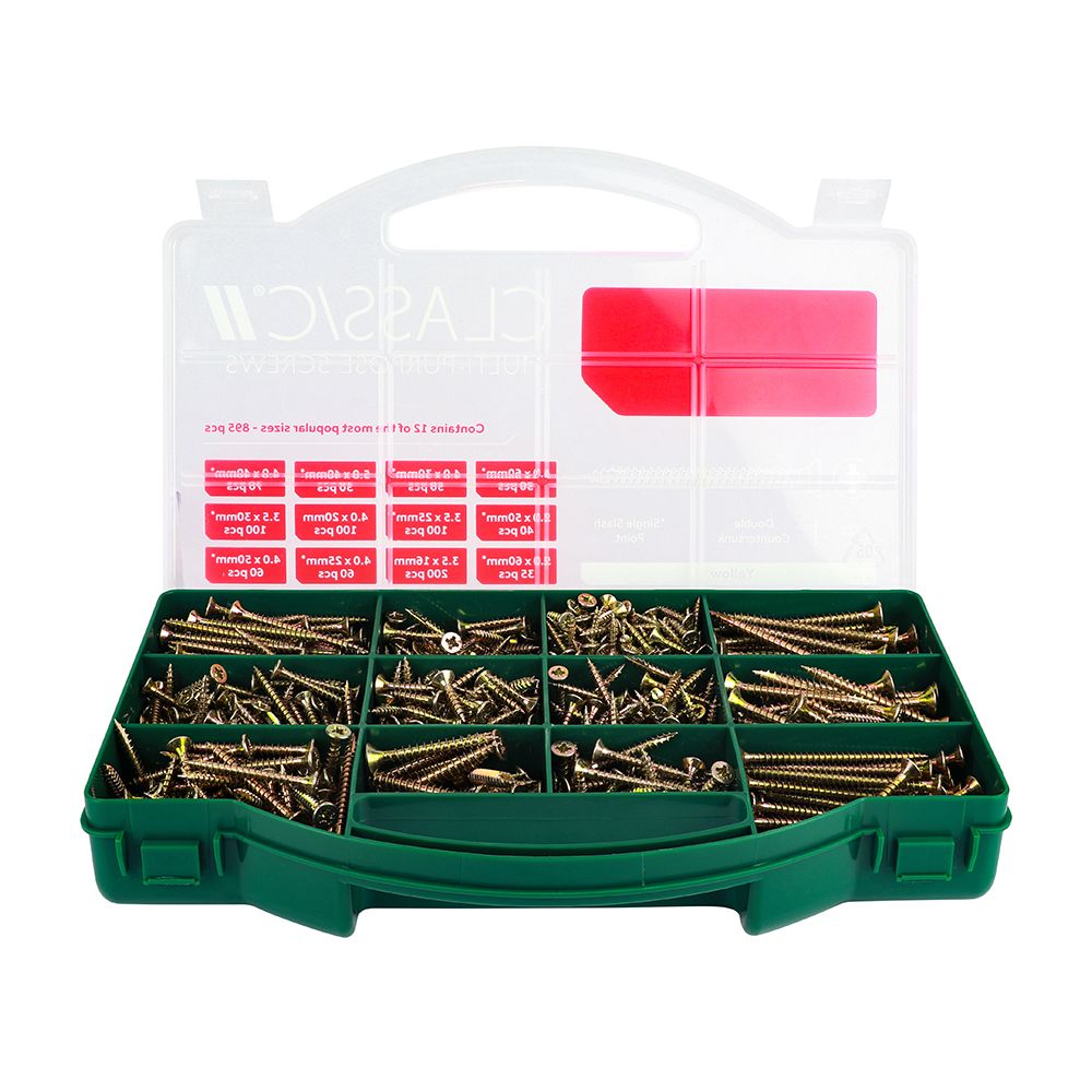 Timco Classic Multi-Purpose Screws Mixed Tray PZ Double Countersunk Yellow CLASSICTRAY
