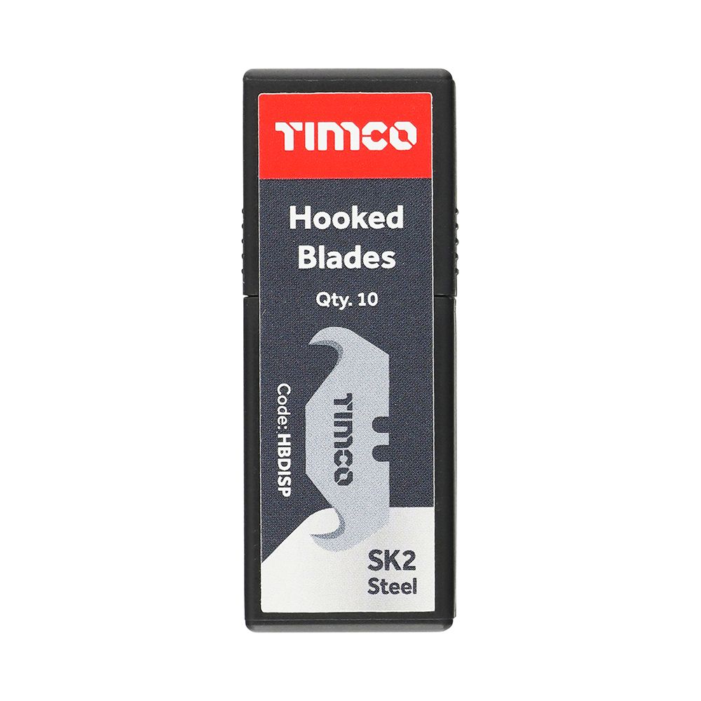 Timco 51 x 19 x 0.6mm Hooked Utility Knife Blade 2" 10 Piece HBDISP