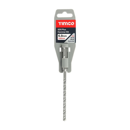 Timco 6.0 x 160mm SDS Plus Hammer Bit Fully Heat Treated SDS6160