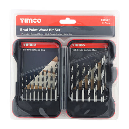 Timco Brad Point High grade High Speed Steel Wood Bit Set B15SET
