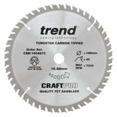 Trend Craft Thin Kerf Saw Blade 165mm Dia. X 48 Teeth X 15.88mm Bore X 1.6mm Kerf CSB/16548TC